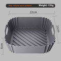 Dark gray reusable silicone air fryer basket liner, 22cm square